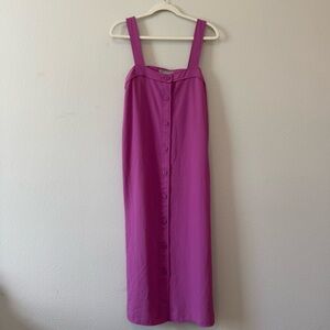 Purple Button-Down Midi Dress